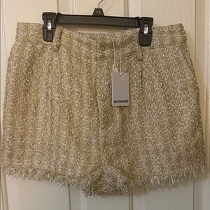 Walter Baker Women's Cream Tweed High Waist Shorts